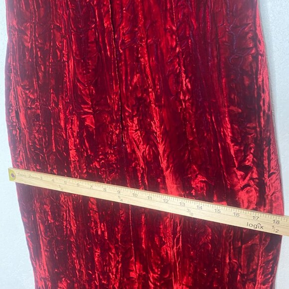 Vtg Red Velvet Maxi Evening Gown Size 10 Daniella Puff Sleeves Medieval Formal G - Picture 14 of 16
